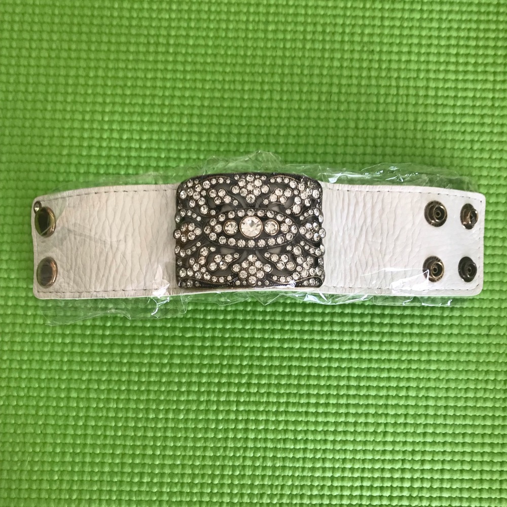 Paula Abdul | Leather Cuff Bracelet with Crystals
